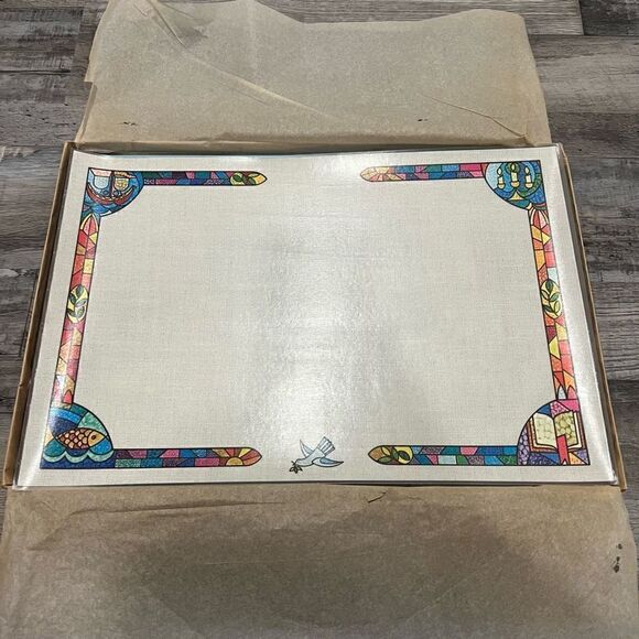 Set of 6 vintage permanent plastic coated inspirational placemats - Picture 5 of 11